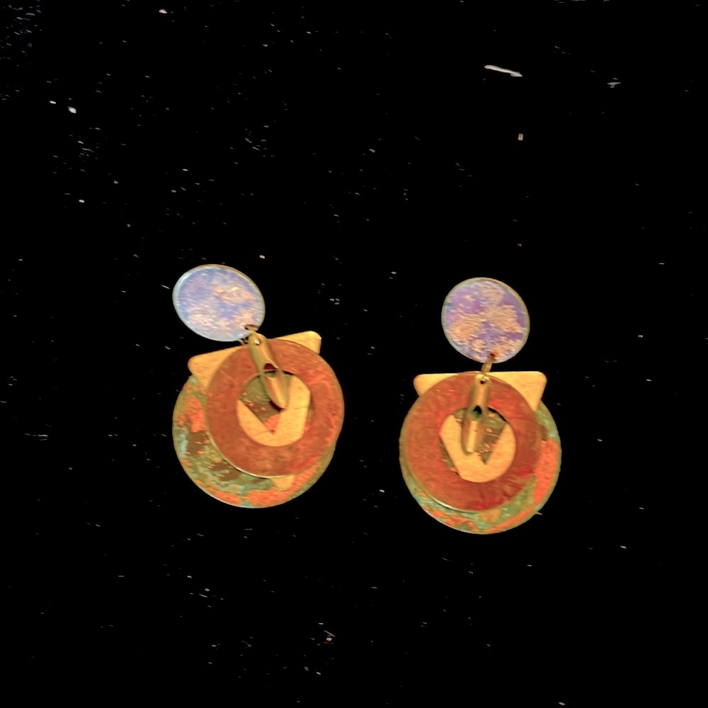 vintage 1970s copper metal earrings